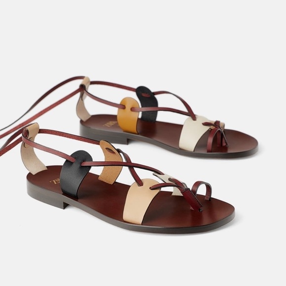ZARA BNWT Strappy Leather Sandals - Picture 5 of 8